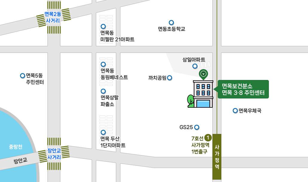 상봉 보건지소  오시는 길